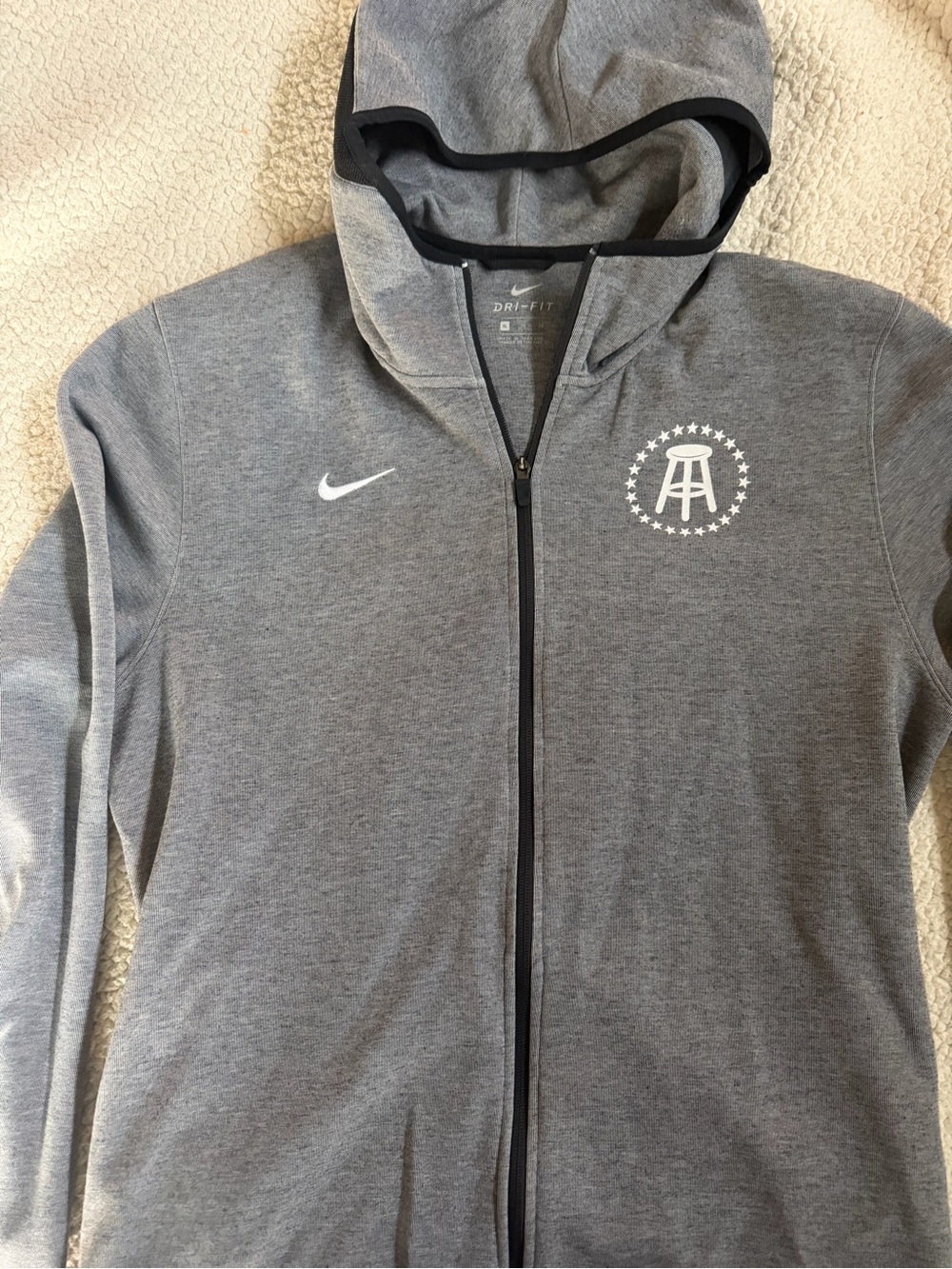 Nike Gray Full-Zip Dri-FIT Hooded Jacket with Barstool logo